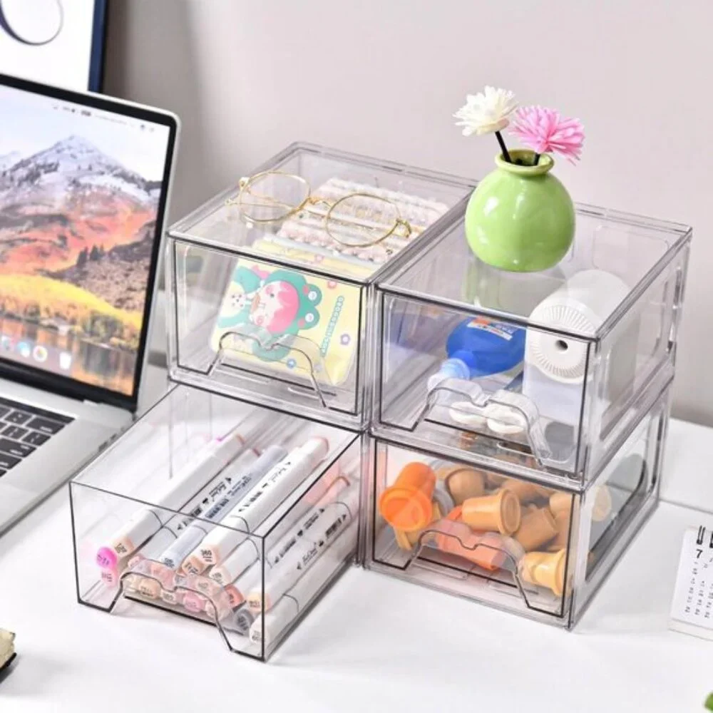 6-Pack Stackable Makeup Organizer, Clear Acrylic Drawers for Vanity & Storage
